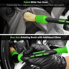 4PCS Car Wheel Cleaning Kit, 360° Bendable Wheel Brush with Boar Hair Detail…