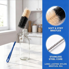 2 Pack 17 Inch Long Handle Bottle Brush, Narrow Neck Bottle Cleaner Brush with 2