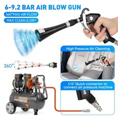 Aluminium Car Cleaning Gun with Tapered Nozzle, 6-9.2Bar with 2 Set Nozzle, P…