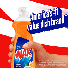 Ajax Ultra Triple Action Orange Dishwashing Liquid Soap, 12.4 fl oz