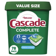 Complete Dishwasher Pods, Action Pacs Detergent, Fresh Scent, 78 Count
