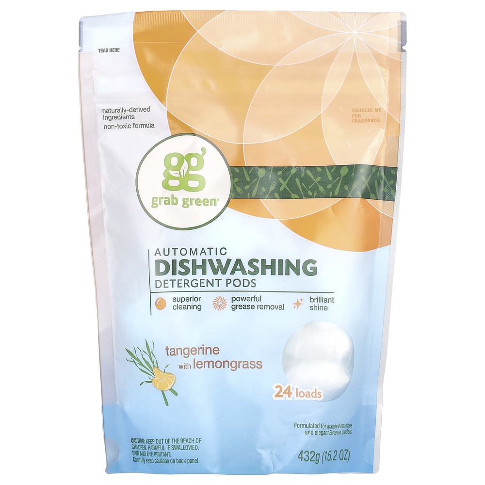Automatic Dishwashing Detergent Pods, Tangerine with Lemongrass, 24 Loads, 15.2