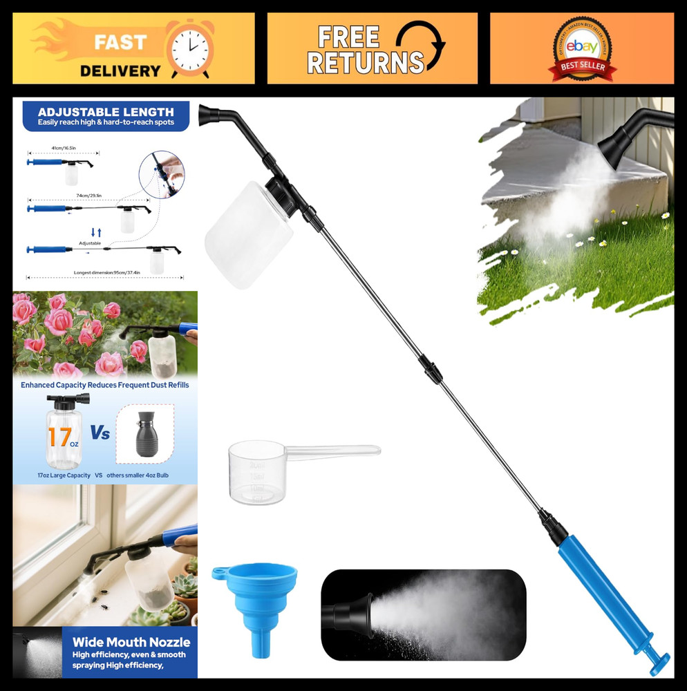 Diatomaceous Earth Powder Duster 250ml – Adjustable 17-50″ Sprayer, Ergonomic Ap