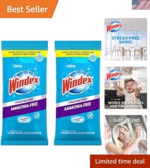 Gentle Ammonia-Free Glass Wipes – 50 Count, Sparkling Clean with Crystal Rain