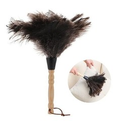Ostrich Feather Duster Anti-Static Brush with Wood Handle Home Cleaning Tool
