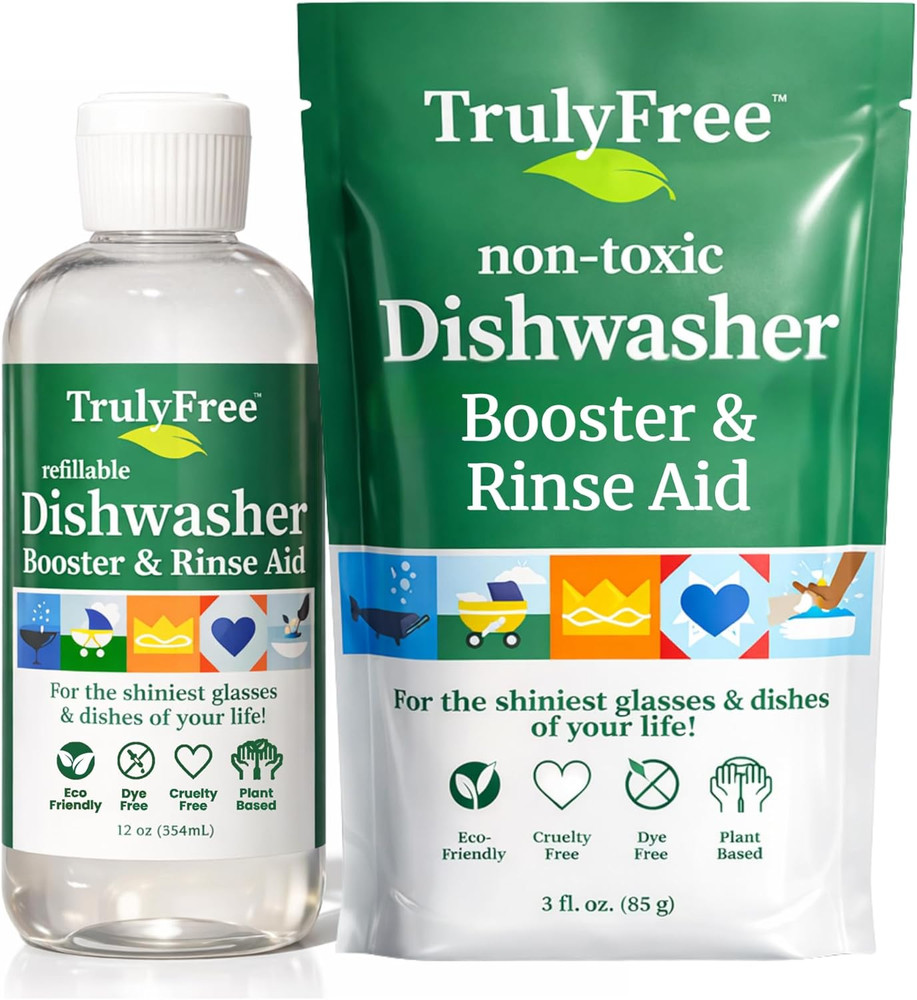 Truly Free Natural Dishwasher Booster & Rinse Aid Kit – Non-Toxic Dishwashing Ai