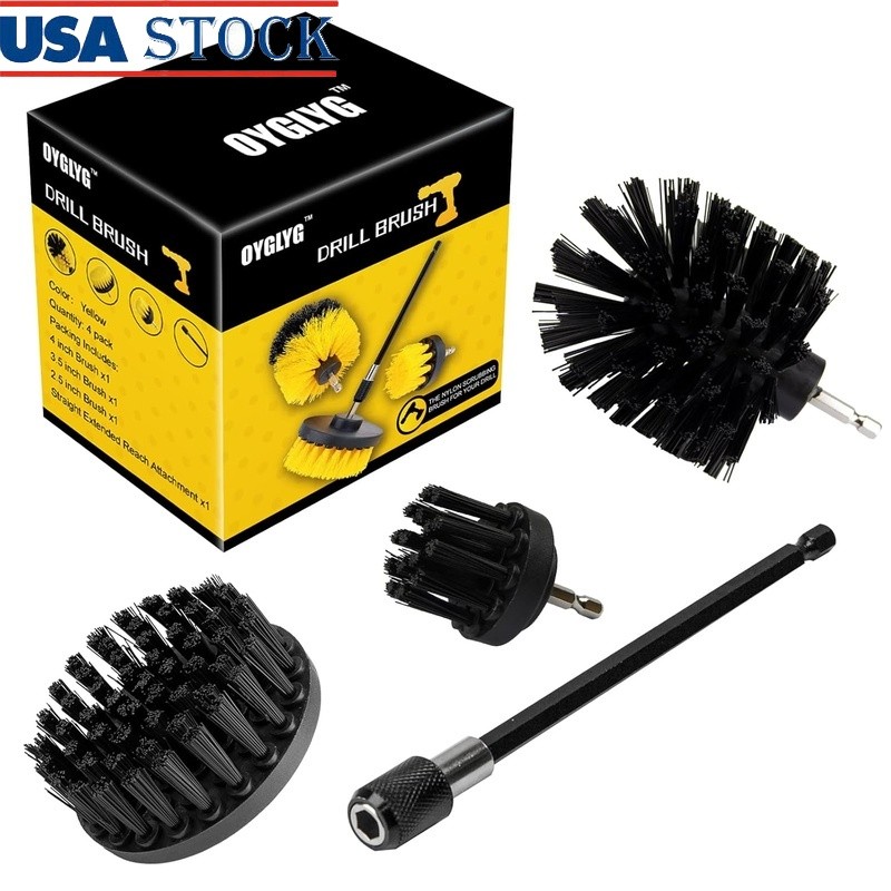 Drill Brush Attachment Kit Toilet Bathtub Shower Floor Carpet Tile Cleaning New