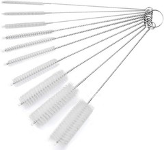 10-Pack Nylon Straw Cleaning Brushes–Stainless Steel Wire Drink Pipe Cleaner Kit