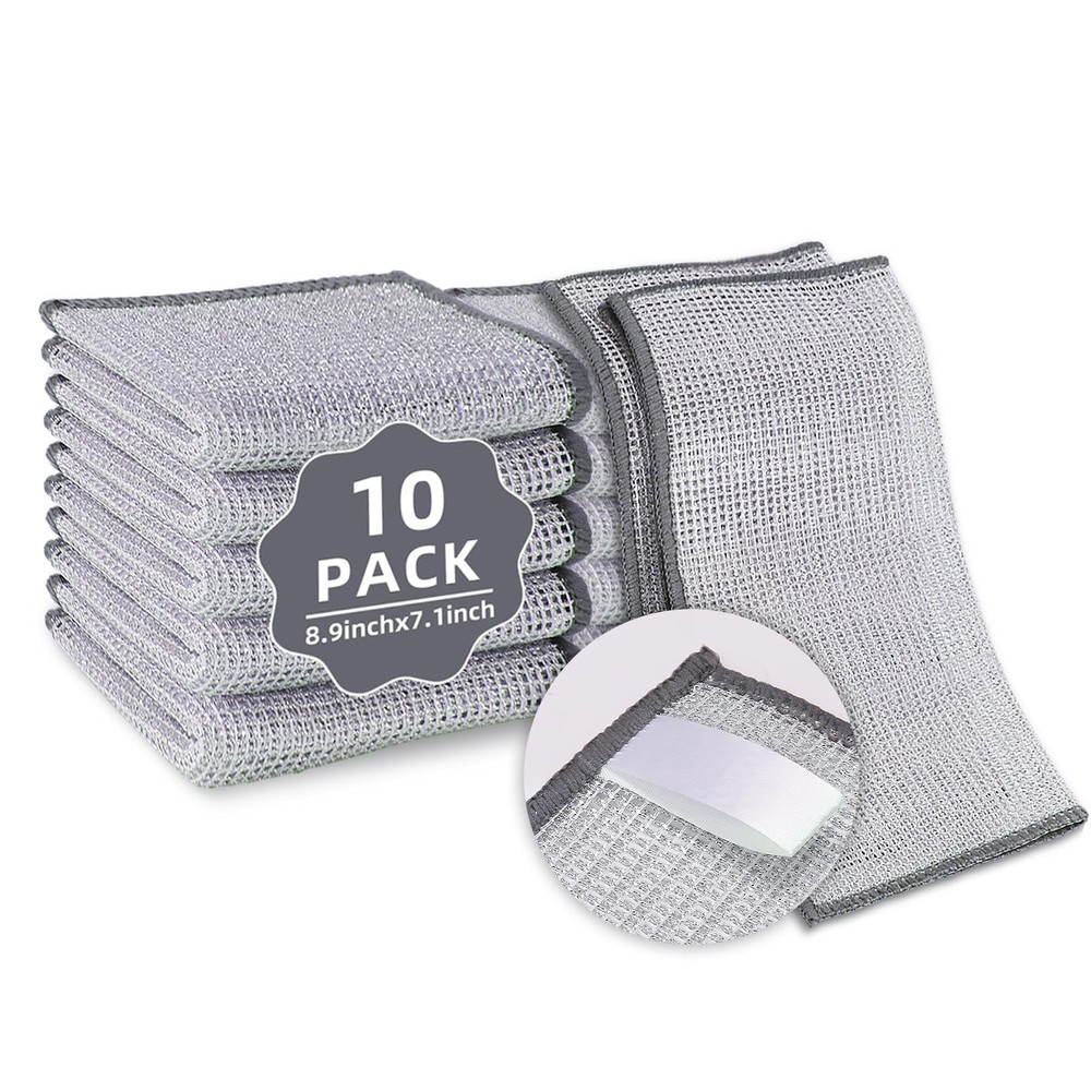 PIPUHA 10 Pack Non-Scratch Stainless Steel 7.87 inches x inches, Silver