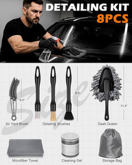 Car Interior Detailing Kit 8 Pieces with Cleaning Gel Microfiber Towel Air Vent