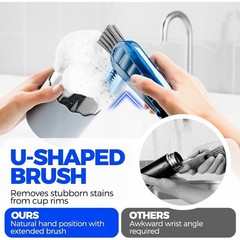 6 Pack 4 in 1 Cup Lid Cleaning Brush 3 Straws Bottle Brush,Black | 4 in 1 Cup