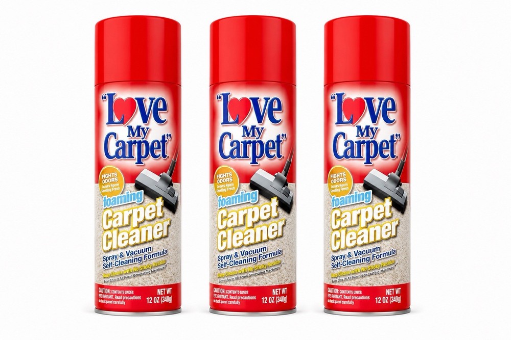 Love My Carpet Foaming Carpet Cleaner Spray & Vacuum 12oz 3-Pack Fights Odors
