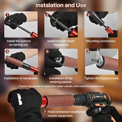 Hand-Held Rubber Sanding Drum for Drill – 4-1/2″ x 1-1/2″ and 4-1/2″ x 1″, Sp…