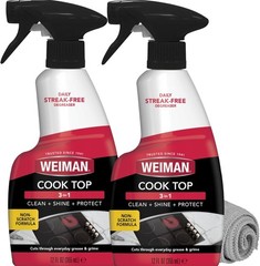 Effortless Grease Removal! 2-Pack Streak-Free Cooktop Cleaning Spray & Cloth