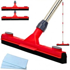 Floor Squeegee with 2 Replaceable Heads – 17” EVA Foam Blade for Uneven Surf…