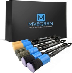MVEQRRN 6pcs Car Detailing Brush Set,Boars Hair Detail BrushesBlue Ultra Soft