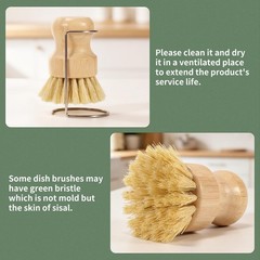 ÖkoStamm 2 Pack Bamboo Dish Brush with Drain Holder – Natural Scrub Brush for…