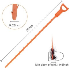 Drain Clog Remover Tool 20 Inch Snake with Gloves for Kitchen & Bathroom