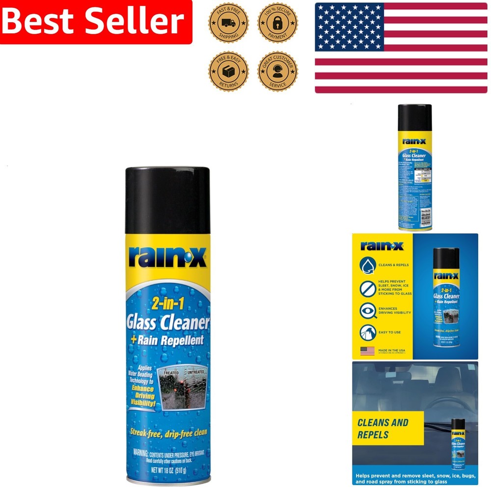Automotive Glass Cleaner Plus Rain Repellent 18oz Streak Free Formula