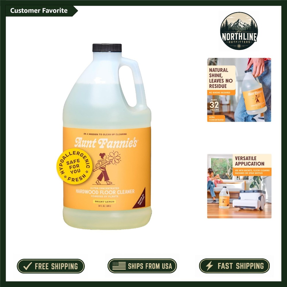 Ultra Concentrated Plant-Based Hardwood Floor Cleaner, 64 oz, Fresh Lemon Scent