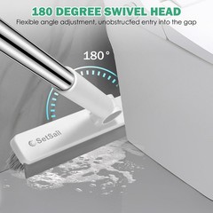 Floor Scrub Brush and Grout Brush with 51in Long Handle,Grey White