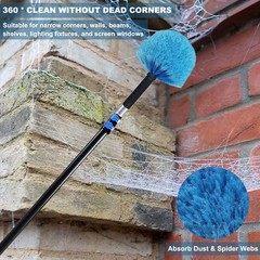 Cobweb Duster Brush Head 2 Pack Twist On Outdoor Indoor Cleaning Blue