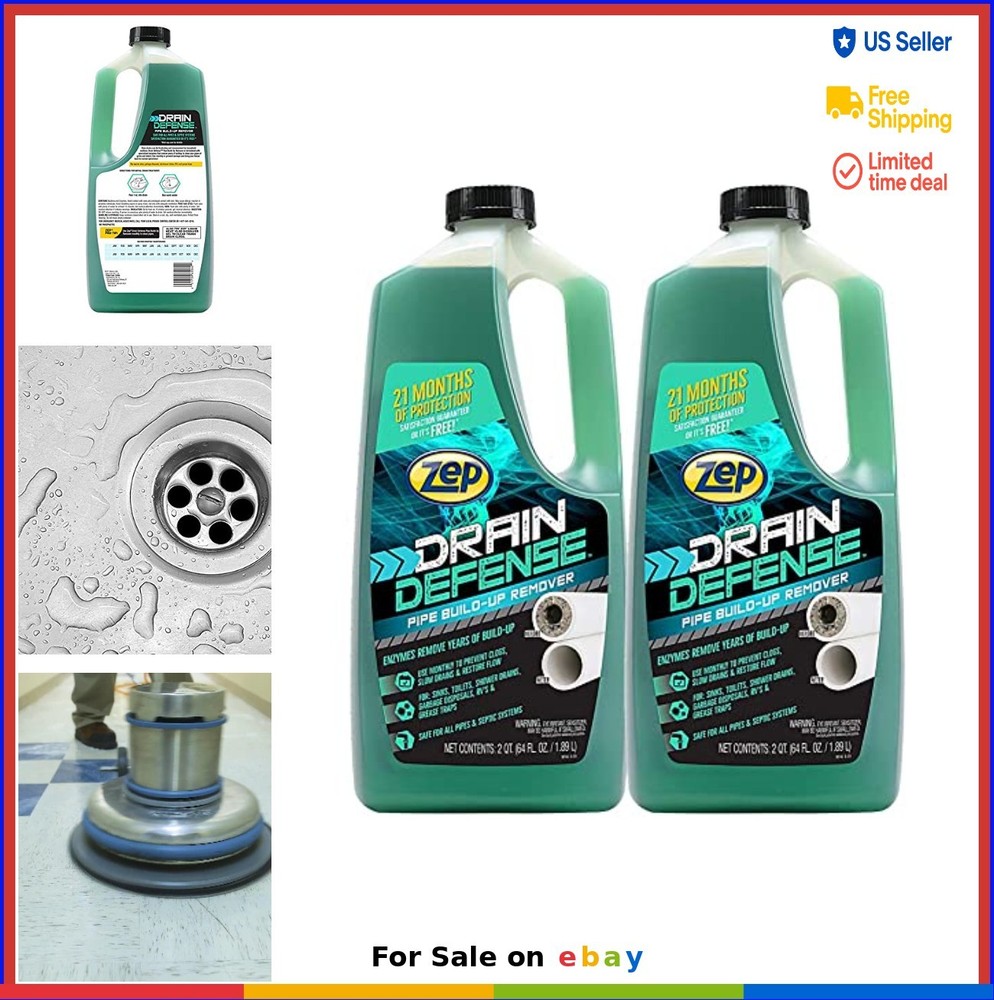 Drain Pipe Build Up Remover 64 Ounce Case of 2 Enzyme Based for Clogs Sinks