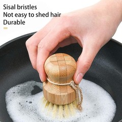 Eco-Friendly Bamboo Round Scrub Brush for Household Cleaning and Vegetables