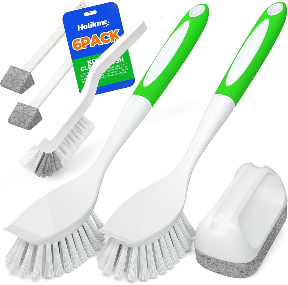 6Pack Kitchen Cleaning Brush, Green
