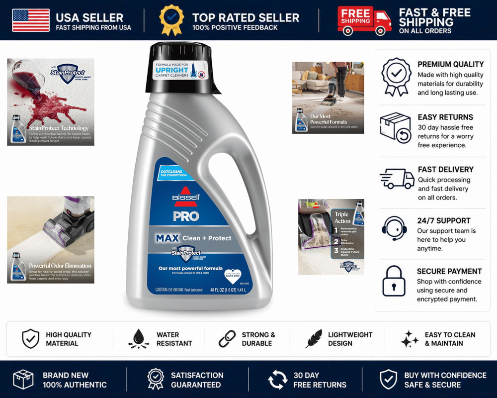 Bissell Deep Clean Pro 4X Carpet Cleaning Solution 48oz Concentrated Formula