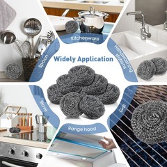 72 Pcs Stainless Steel Scrubbers – Heavy-Duty Scouring Pads for Dishes, Pots, St