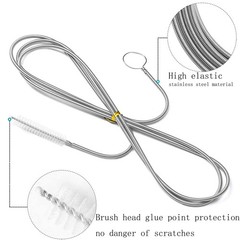 60 Inch Flexible Drain Cleaning Brush Stainless Steel Nylon Car Sunroof Fridge 2