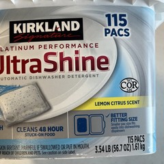 Kirkland Signature Platinum Performance UltraShine Dishwasher Detergent 115 Pc