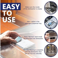 Dishwasher Cleaner Tablets Hard Water Limescale Odor Removal 1 Year Supply New