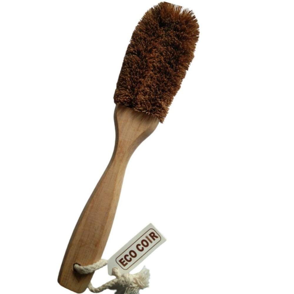 Organic Coconut Coir Fiber Brush Oakum Fibrous Natural Handmade Brown Eco Handle
