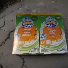 2 New Scrubbing Bubbles Citrus Toilet Cleaning Fresh Brush 20 Flushable Refills