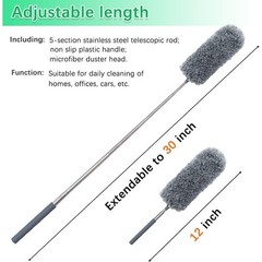 Microfiber Duster 2 Pack Washable Extendable Pole for Ceiling Fan Window Car