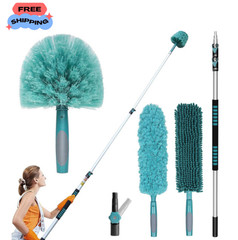 20FT High-Reach Duster Kit – Extendable Pole, Cobweb & Ceiling Fan Cleaners, Mic