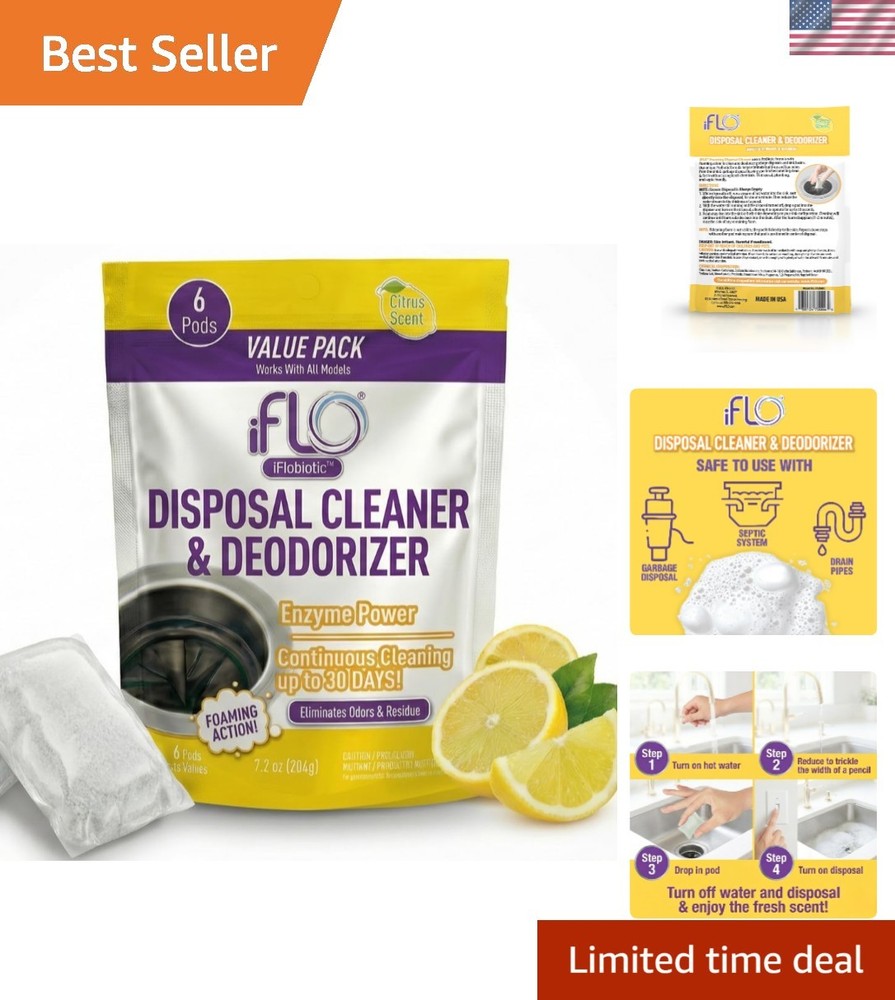 Foaming Garbage Disposal Cleaner Pods – 6 Pack Citrus Freshness & Odor Removal
