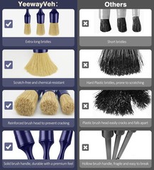 Car Detailing Brush Set, 3 Pack Ultra Soft Boars Hair Detailing Brushes for L…