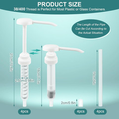 4 Pcs Gallon Pump Dispenser 1 oz Heavy Duty Pump with Extended Tube for 5 Gallon
