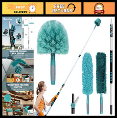 20FT High-Reach Duster Kit – Extendable Pole, Cobweb & Ceiling Fan Cleaners, Mic