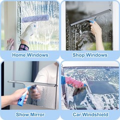 Window Cleaning Kit 14IN Squeegee & Scrubber for Shower Glass Car