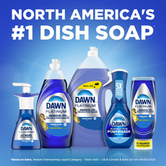 Dawn Platinum EZ-Squeeze Dish Soap Liquid Grease Removal Fresh Rain 18oz