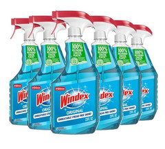 Windex Pack of 6 Glass and Window Cleaner Spray Bottle, Original Blue, 23 fl oz