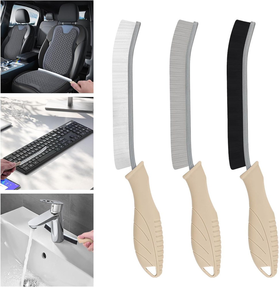 3Pcs Cleaning Brush – Includes Soft Bristle, Hard Crevice, Multifunctional Grout