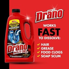 Max Gel 80 Oz Drain Cleaner – Unclogs Hair, Soap Scum and Blockages Effectively