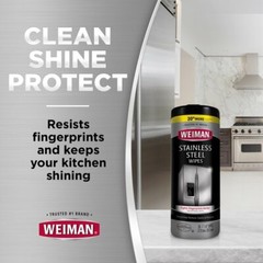 2 Pack WEIMAN Stainless Steel Surfaces Cleaning Wipes Streak Free 30ct