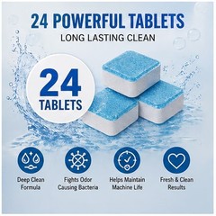 DashTI Washing Machine Cleaner Tablets – 24 Pack for 12 Month for Front/Top Load