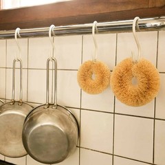 White Coconut Fiber Bagel Tawashi – Large – Japanese Brush for Pots, Pan and …